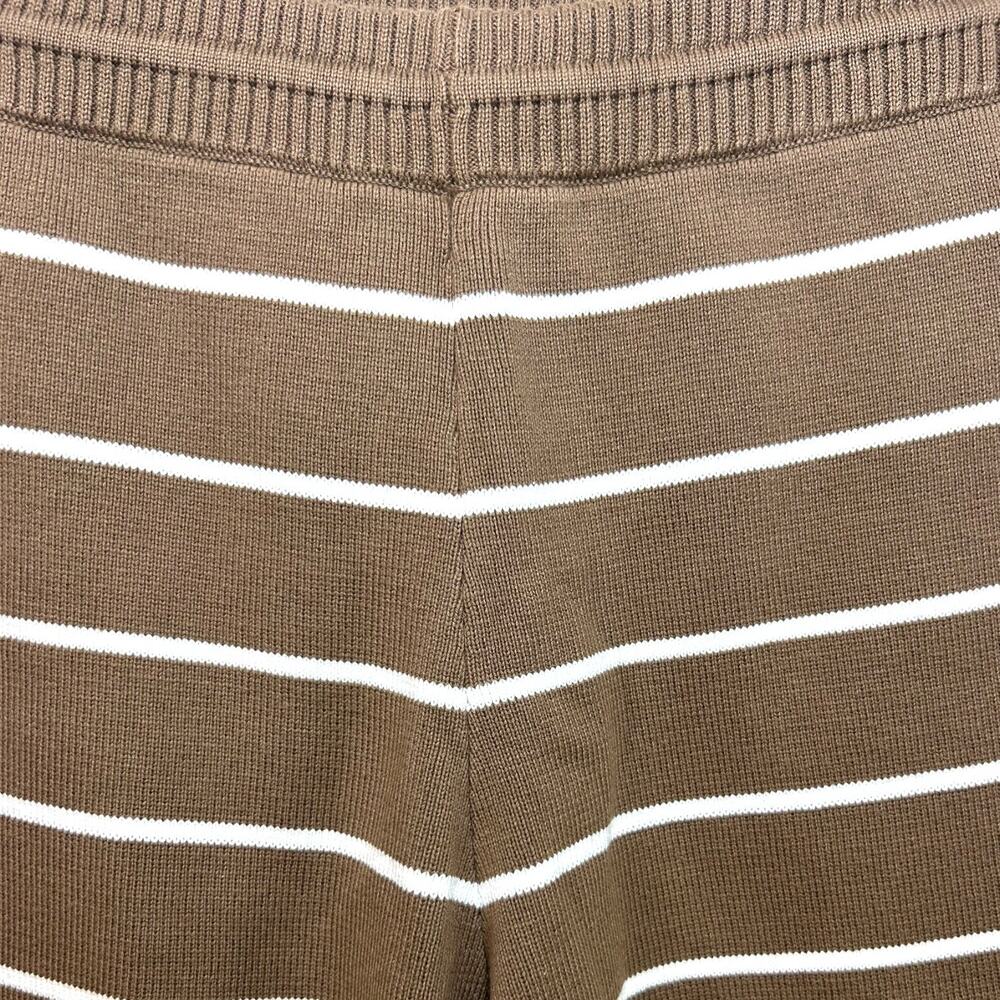 La Ligne - Women's 'Leo' Knit Shorts, High-Rise, Stripe - Tan/Cream, Large - Picture 11 of 12
